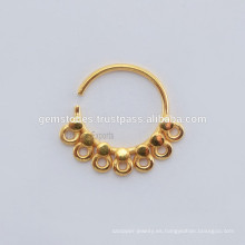 Venta al por mayor Septum nariz anillo de joyería fabricante de cuerpo, hecho a mano oro plateado anillo de nariz joyería